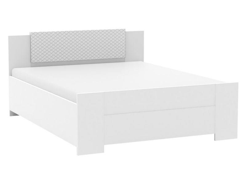 Łóżko MIRJAN 24 Bono 160x200 z tapicerowanym zagłówkiem biały + biała ekoskóra 1 szt.