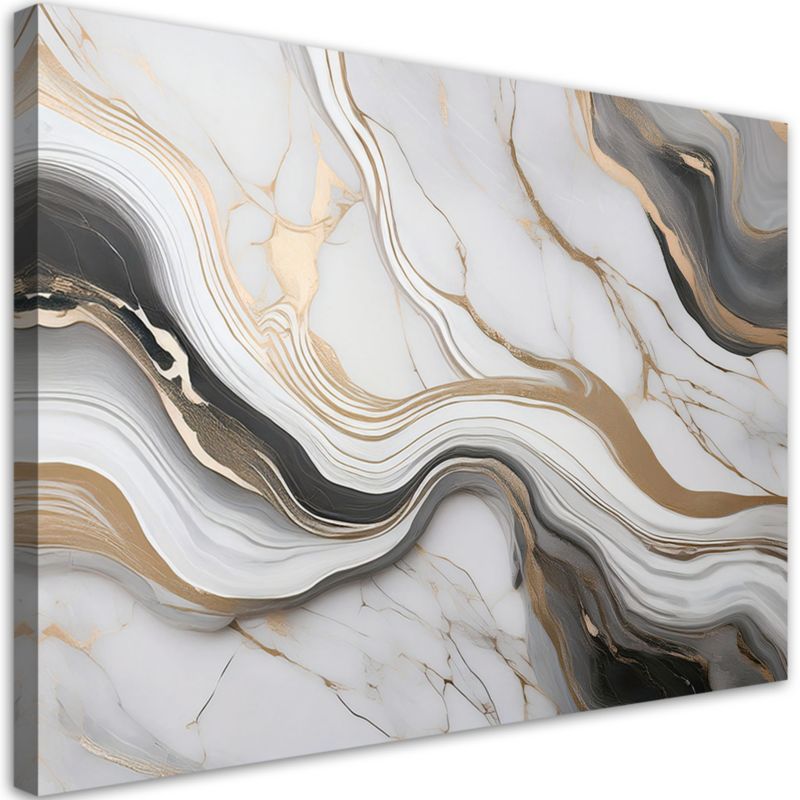 Obraz na płótnie Feeby Biały Marmur ze Złotem Abstrakcja 100x70cm 1szt