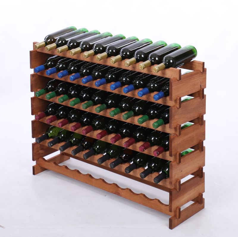 Stojak na wino MODO24 regał modułowy na butelki 6 leżni x 10 butelek montaż bez narzędzi impregnacja brązowa 1 szt.
