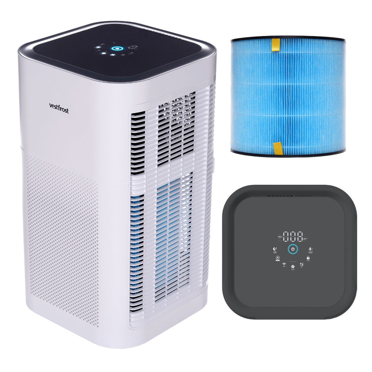 Oczyszczacz powietrza (80m2) Vestfrost VP-A1S70WH. Skuteczny oczyszczacz do walki ze smogiem i alergią.