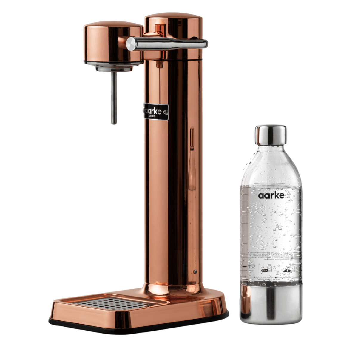 Saturator do gazowania wody AARKE w kolorze miedzianym (Copper). Woda gazowana w domu.