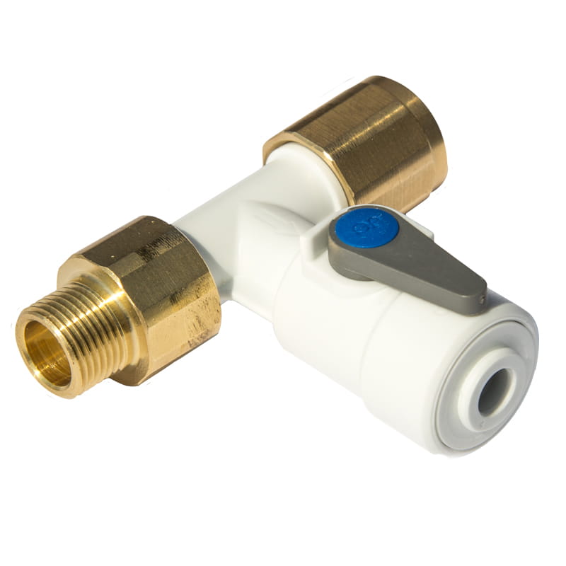 ASV7 John Guest kątowy zawór odcinający z zaworem zwrotnym 3/8" x 3/8". Zawór 3/8 cala.