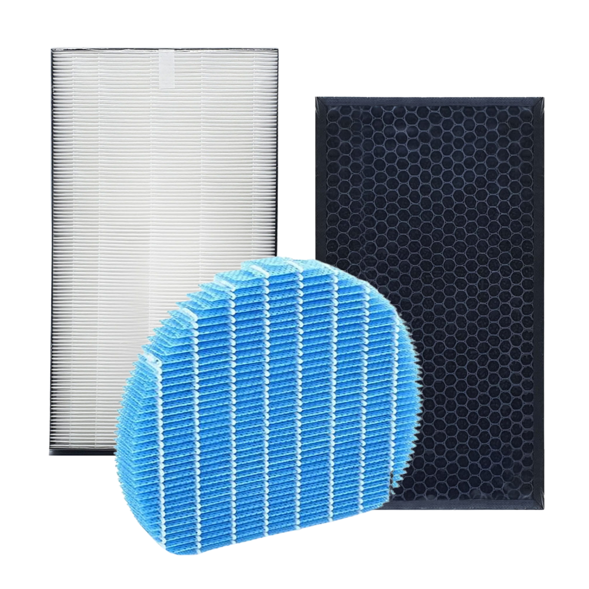 Zestaw oryginalnych filtrów SHARP do oczyszczaczy powietrza KC-D50, KC-D40, UA-HD40, UA-HD-50. Filtry: FZ-D40HFE, FZ-D40DFE, FZ-A61MFR.