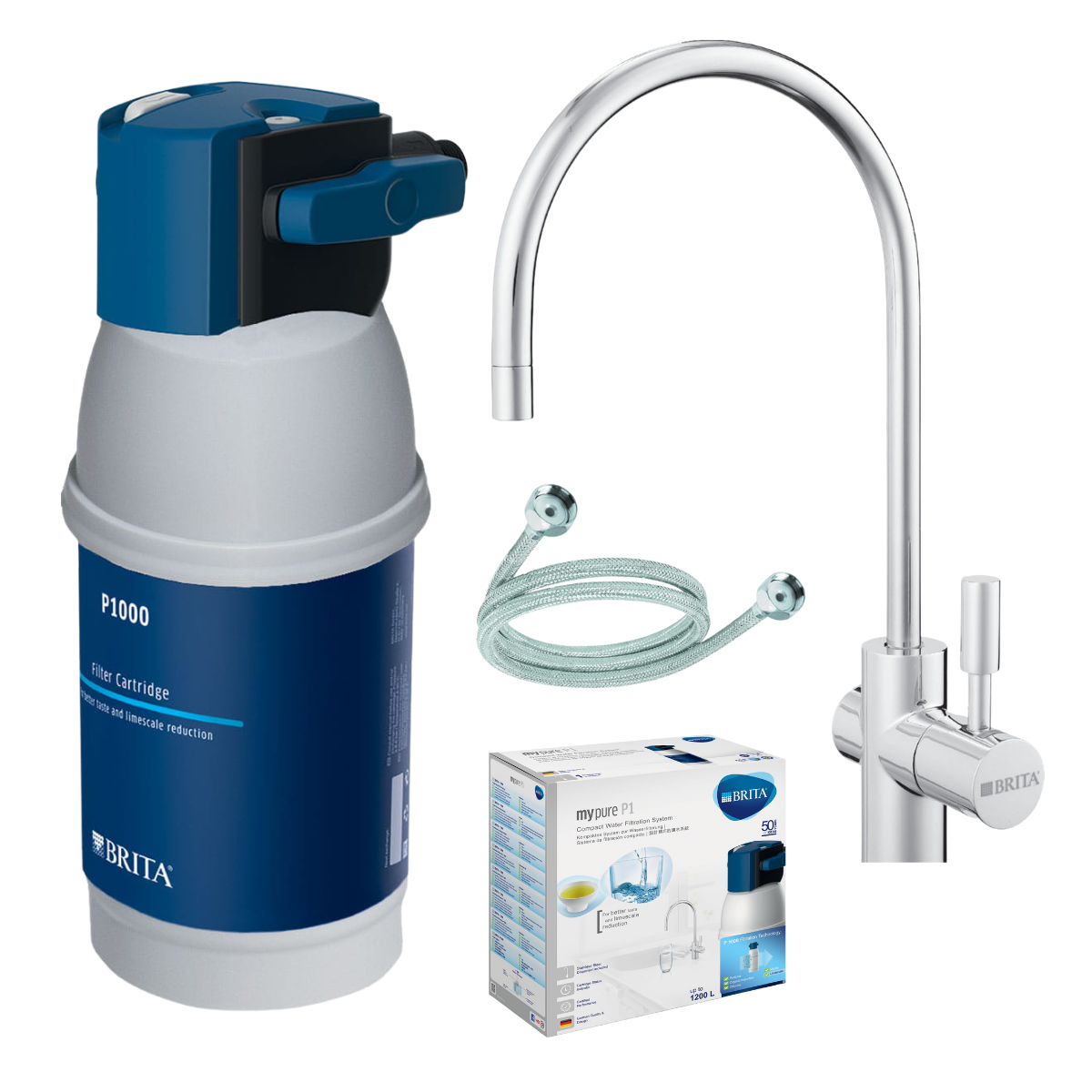 BRITA Mypure P1 filtr wody pod zlew. Oryginalny, kompletny filtr BRITA z kranem LED.