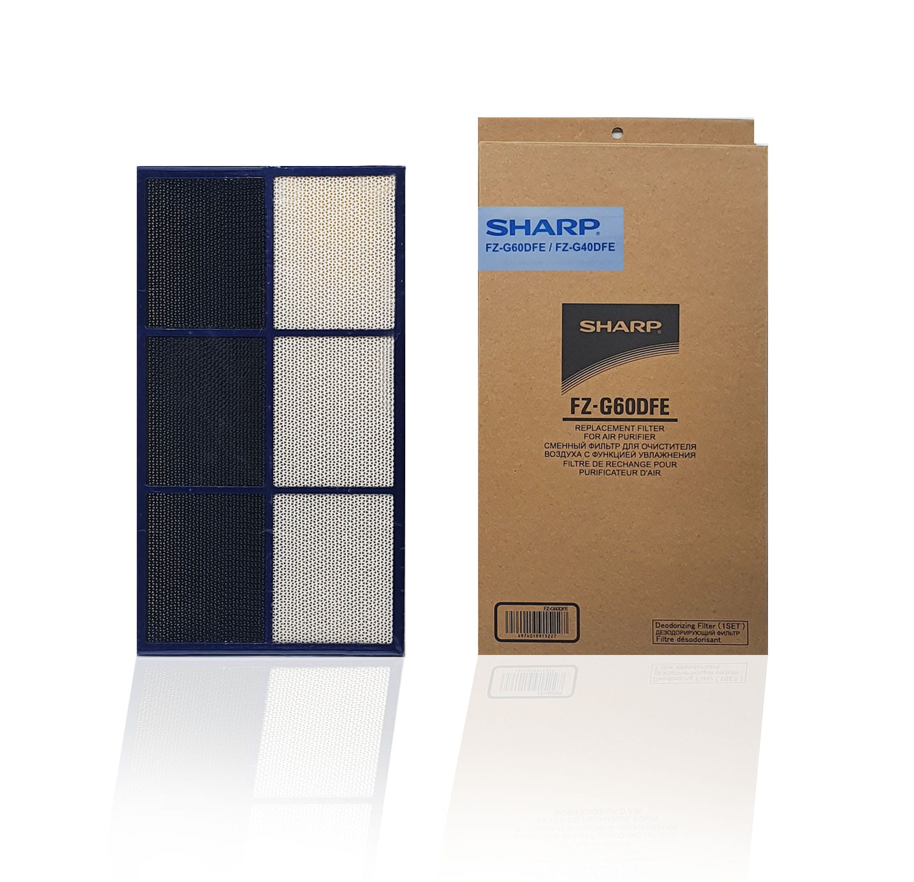 SHARP FZ-G60DFE (UZ-HG6DFE) filtr węglowy do oczyszczacza powietrza. Oryginalny filtr SHARP do modeli KCG60EUW, KIG75EUW, UA-HG60EL, UA-KIL60EW, UA-KI