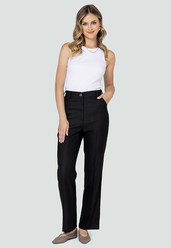 Lillow - SPODNIE Damskie CYGARETKI PRESTON - czarne, krótsze - Materiał wiskoza - Uszyto w Polsce