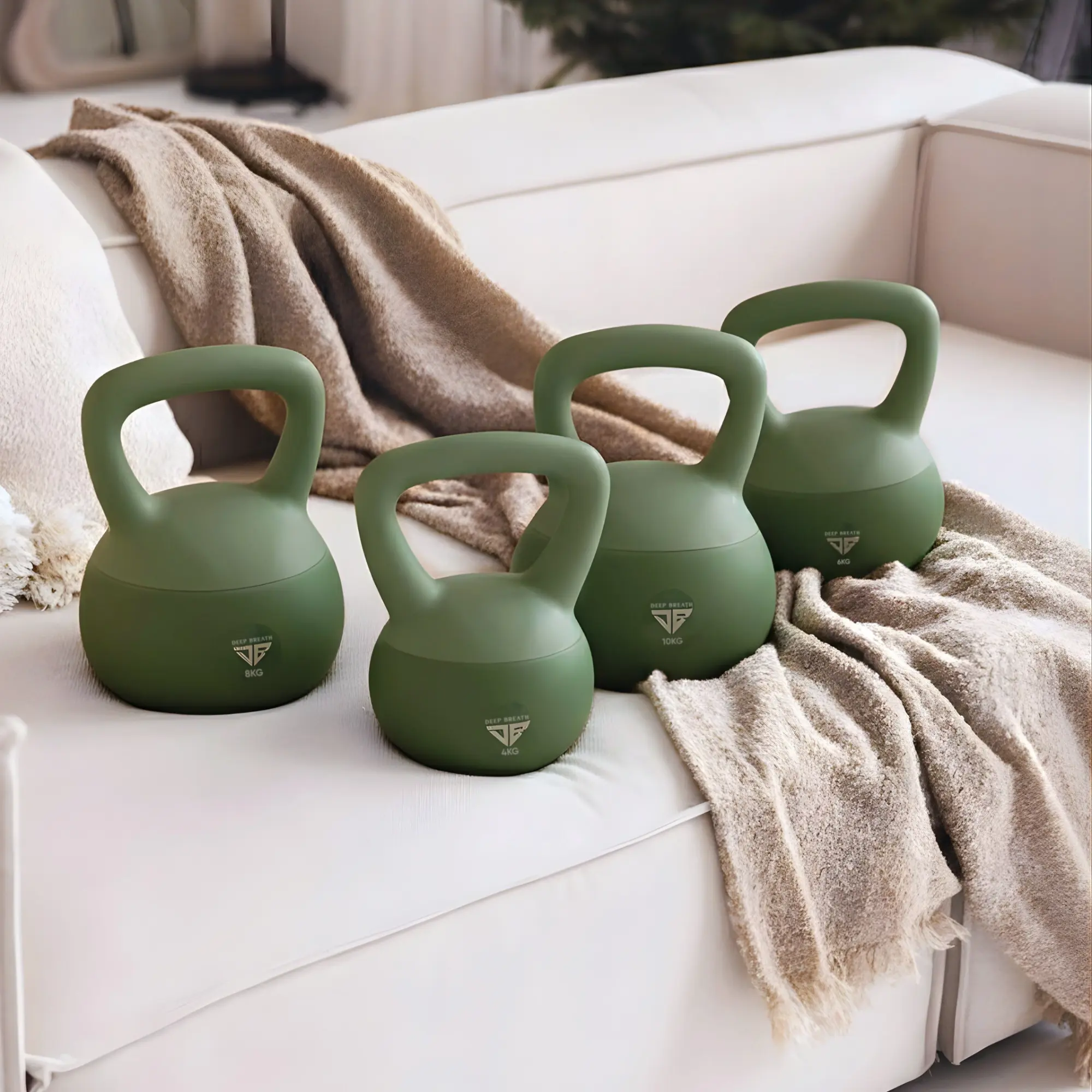 Zestaw 4 Kettlebells miękkie - Olive (4,6,8,10 kg) - Deep Breath