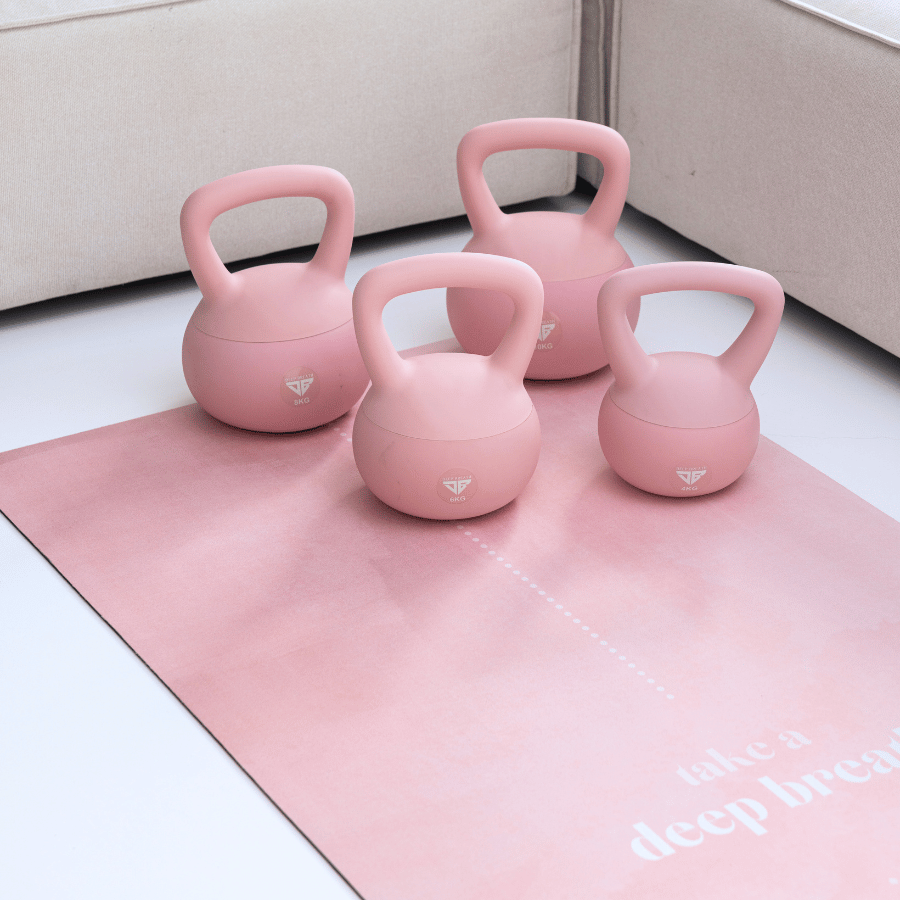 Zestaw Pink - Kettlebells i Mata do ćwiczeń - Deep Breath