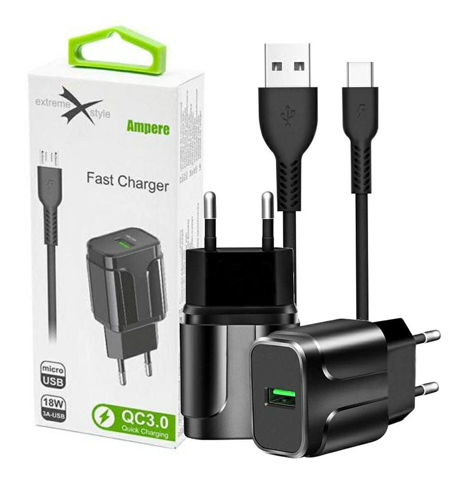 AMPERE Ładowarka USB QC 18W 3A USBC ATCU3QC30B+CC - Henryx24