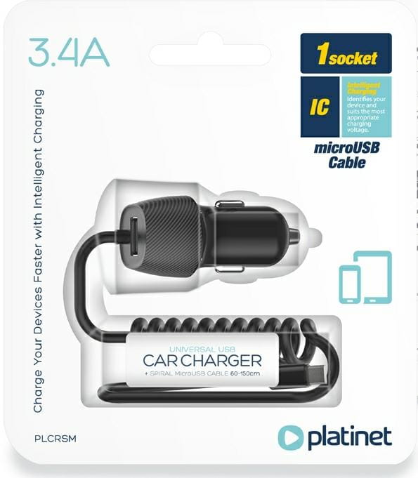 PLATINET Ładowarka USB samochodowa 3,4A 45485 PLCRSM kabel micro USB - Henryx24
