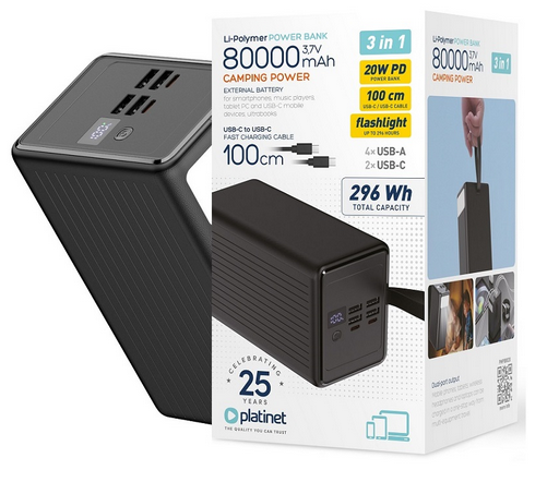 PLATINET power bank 80000mAh 46015 PD 20W PMPB8020 - Henryx24