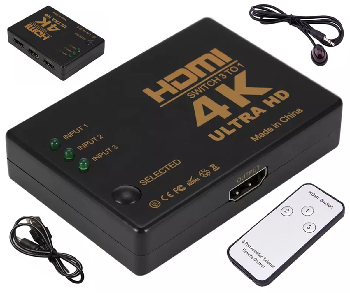 Switch HDMI 3 wejścia 1 wyjście HD28D + pilot - Henryx24