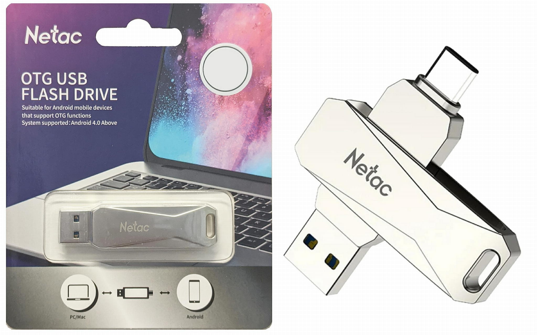 NETAC USB 3,0 Pendrive 128GB U782 USBC NT03U782C-128G-30PN NETAC DUAL USBC - Henryx24
