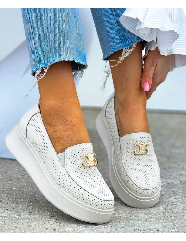 Premium Skórzane Półbuty Slip On Na Grubej Podeszwie