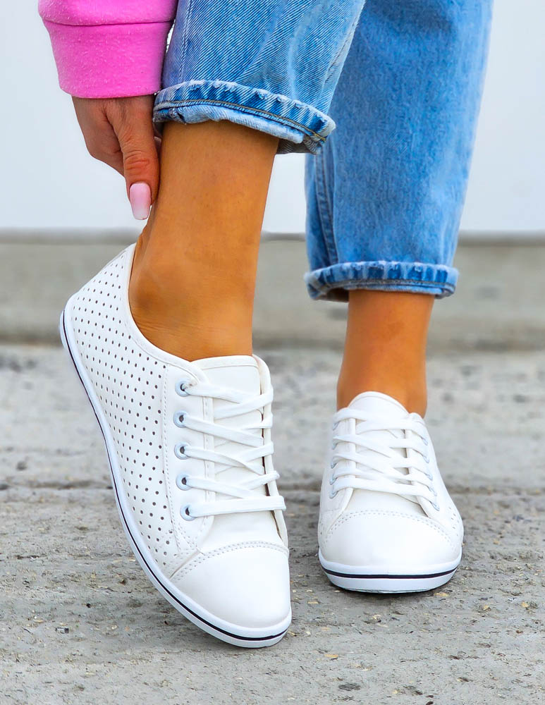 Białe Trampki Buty Sportowe Ze Skóry Nices