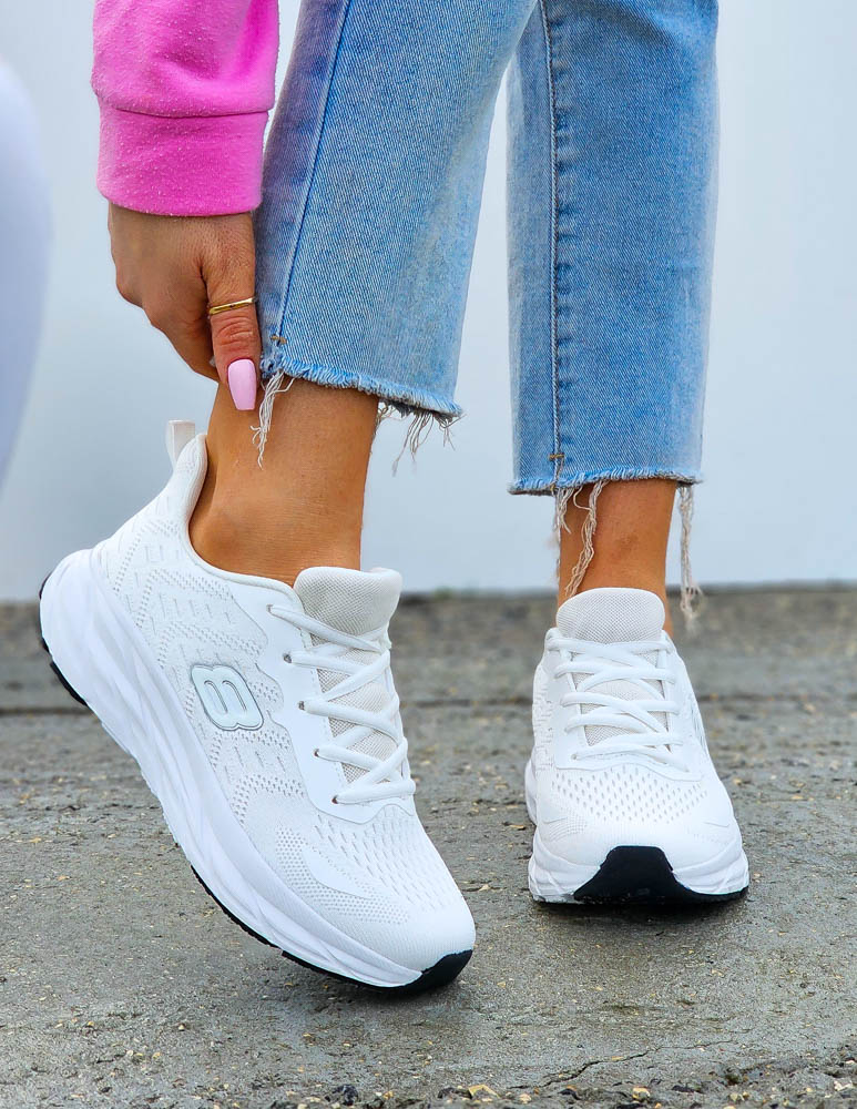 Lekkie Białe Buty Sportowe Damskie Skachars