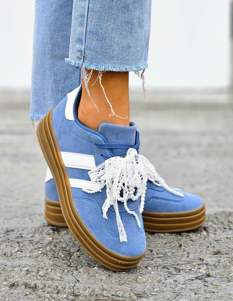 Niebieskie Buty Sportowe Na Grubej Podeszwie Adi Sambaa