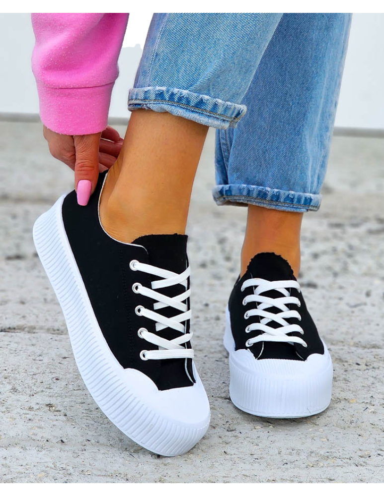 Czarne Trampki Na Grubej Podeszwie Haidra