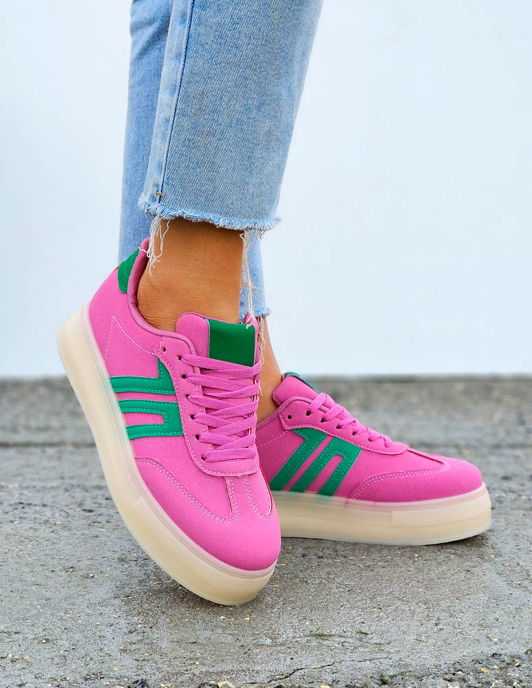 Różowe Buty Sportowe Na Grubej Podeszwie Adi Sambies