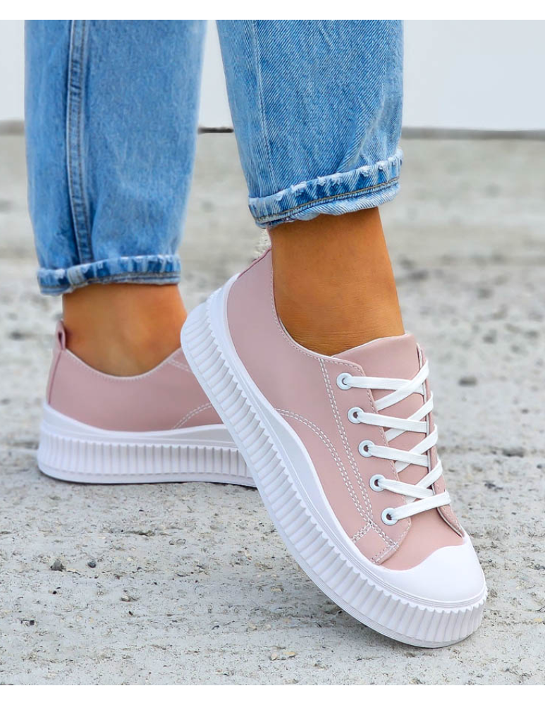 Pudrowe Trampki Na Grubej Podeszwie Tenisówki Leves