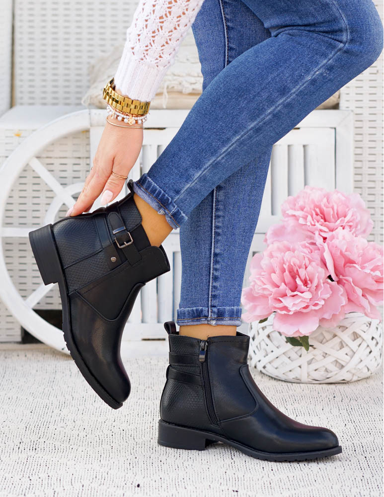 Klasyczne Botki Sztyblety Damskie Skóra Sirena