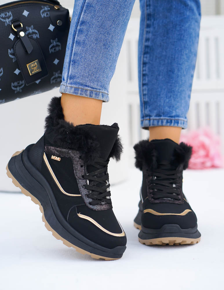 Sportowe Buty Zimowe Trapery Ocieplane Botki Comes Czarne