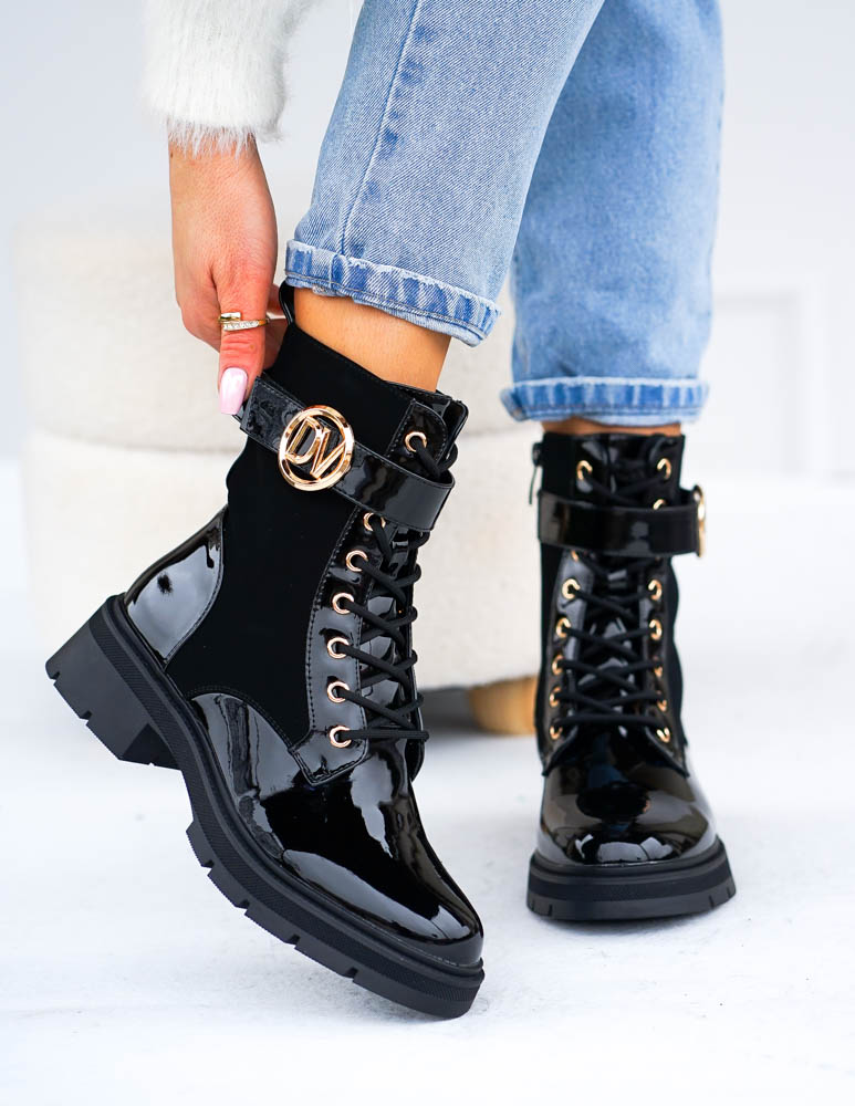 Botki Damskie Buty Zimowe Ocieplane Oficerki Davine