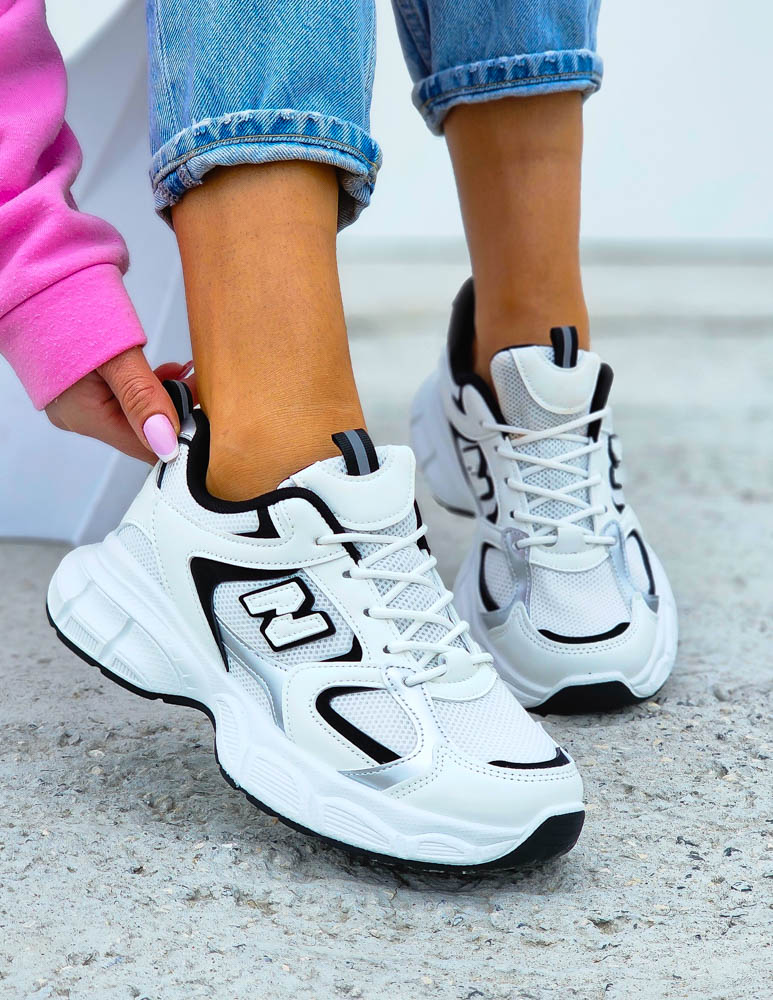 Białe Buty Sportowe Damskie Sneakersy Na Platformie NN