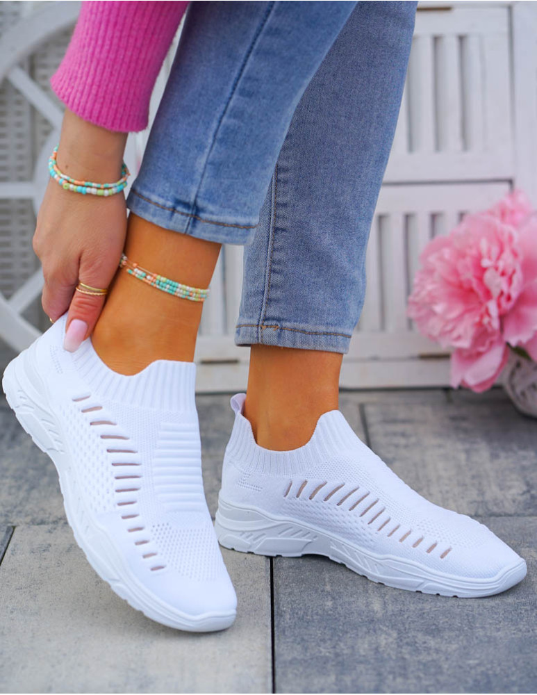 Białe Lekkie Buty Sportowe Damskie Wsuwane Air