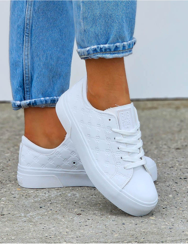 Białe Skórzane Trampki Buty Sportowe Damskie Big Star 334