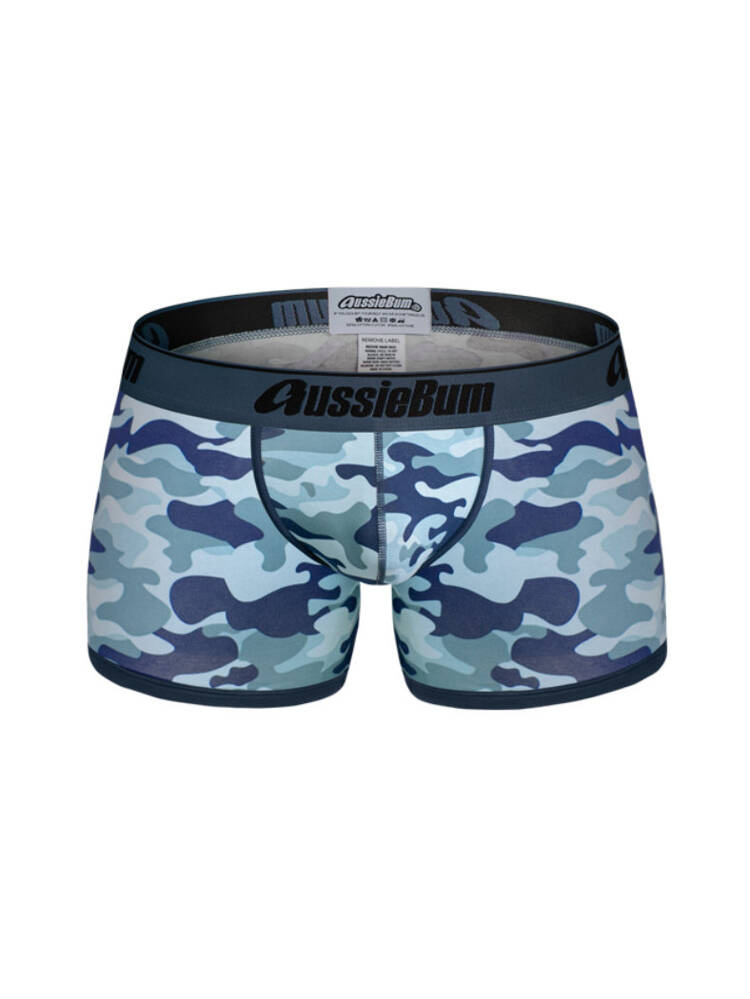 Bokserki męskie moro z grubą gumą | Niebieskie | CottonSoft 2.0 Camo Blue | AussieBum