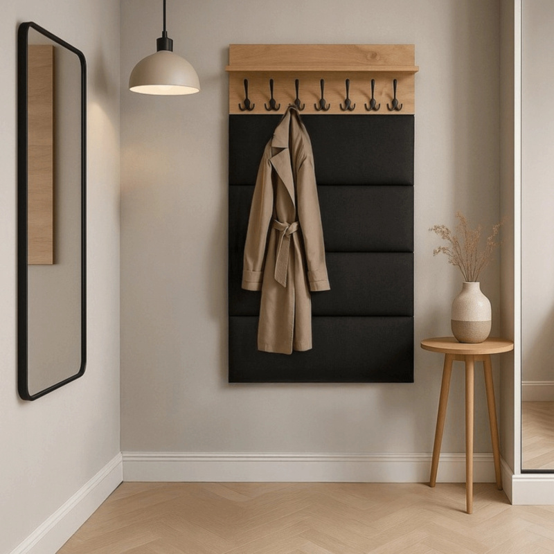 Grafitowy wieszak ścienny do przedpokoju PROTO 80 cm dąb artisan