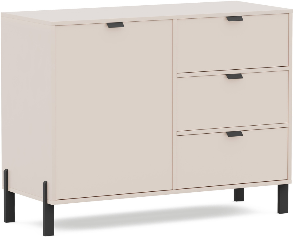 Beżowa komoda do salonu 109 cm trzy szuflady szafka beż piaskowy CALISSA