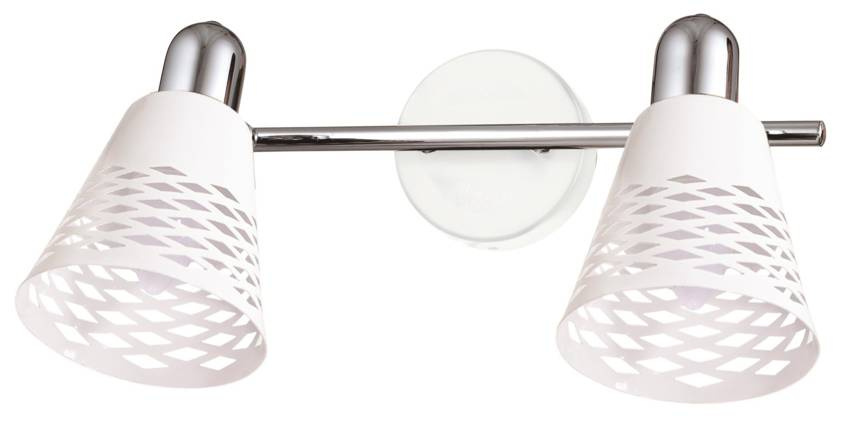 Biały kinkiet nad lustro do łazienki DISCOVERY metal chrom