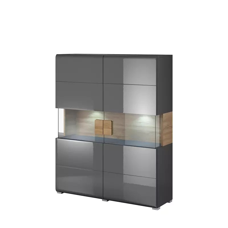 Komoda z witryną TENDER antracyt połysk