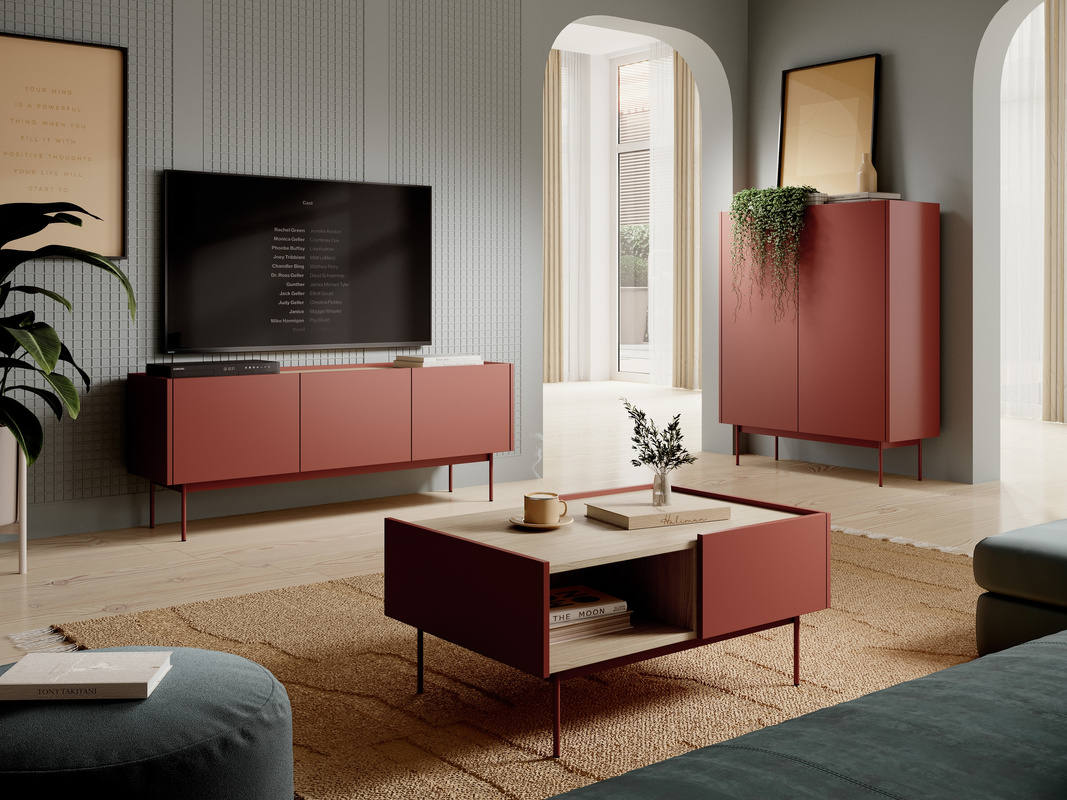 Zestaw nowoczesnych mebli do salonu z komodą CRYSTAL