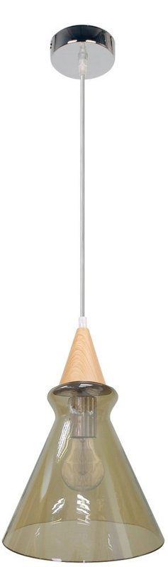 Chromowana lampa wisząca szklana z regulacją wysokości ENRIKS dymiony klosz