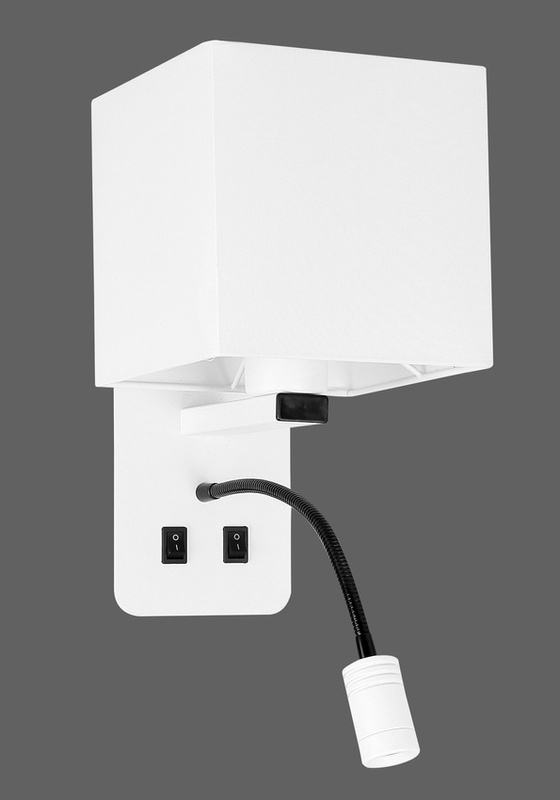 Biały kinkiet ścienny z lampką do czytania LED do sypialni Magnum metal