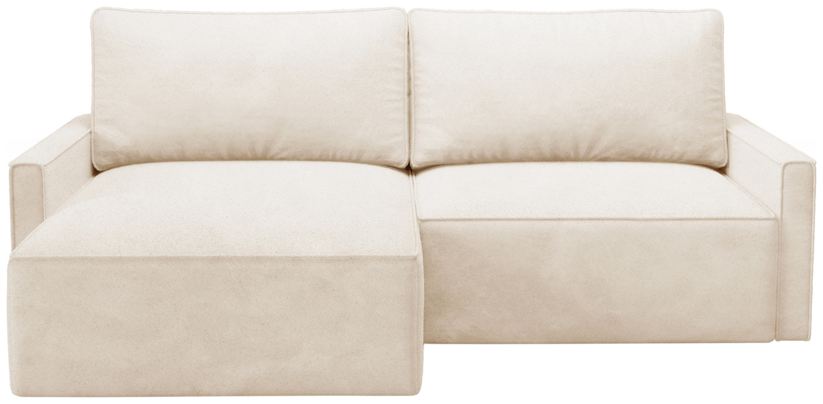 Nowoczesny narożnik do salonu z funkcją spania i pojemnikiem boucle NORBERT