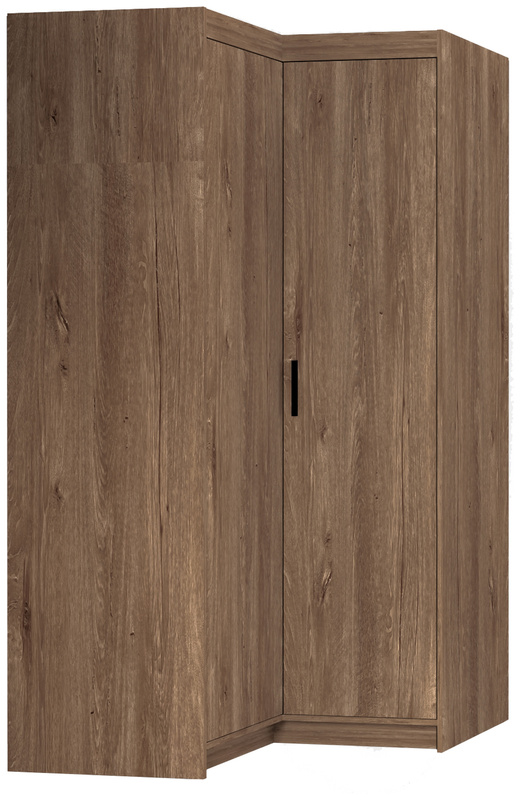 Szafa narożna modułowa dwudrzwiowa z półkami i drążkiem 98x98 cm KUBA