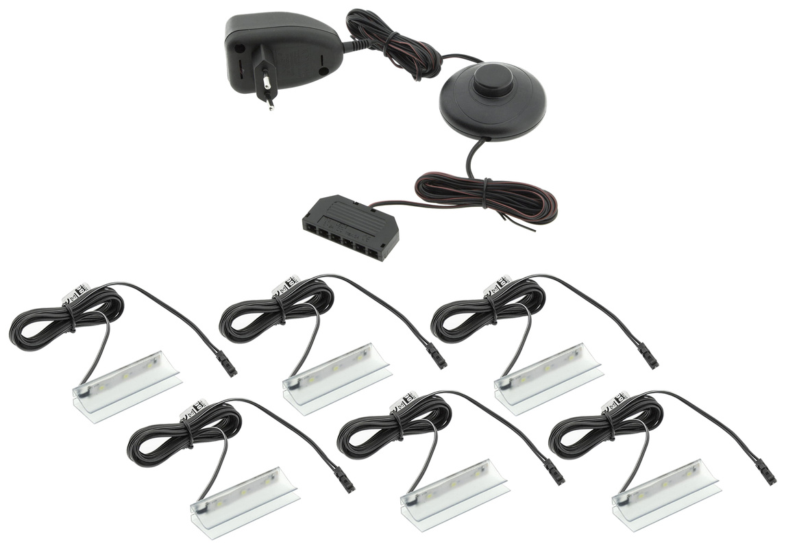 Oświetlenie półek szklanych LED 6 klipsów biały zimny