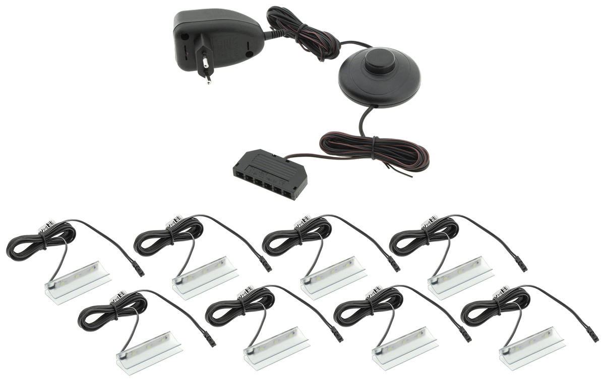 Oświetlenie półek szklanych LED 8 klipsów białe ciepłe