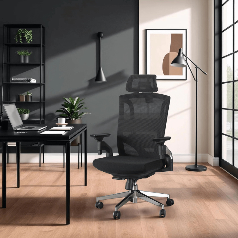 Fotel obrotowy ergonomiczny do biura czarny WESLY