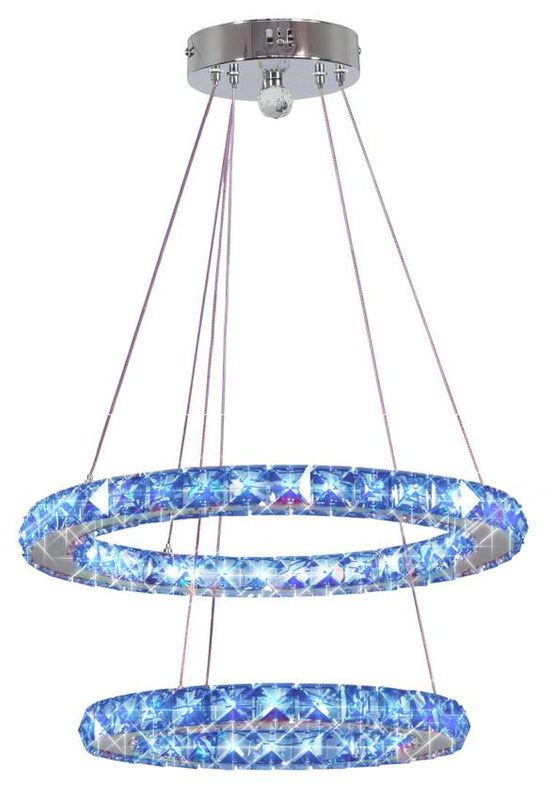 Srebrna lampa wisząca LED RGB z pilotem do salonu LORDS metal