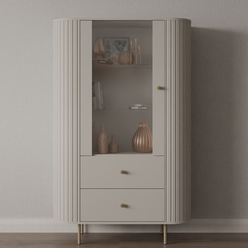 Witryna do salonu 97 cm z szufladami OVENTO beż piaskowy