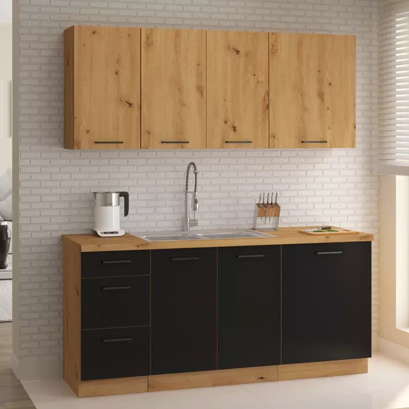 Tanie meble kuchenne dąb artisan czarny MILANO