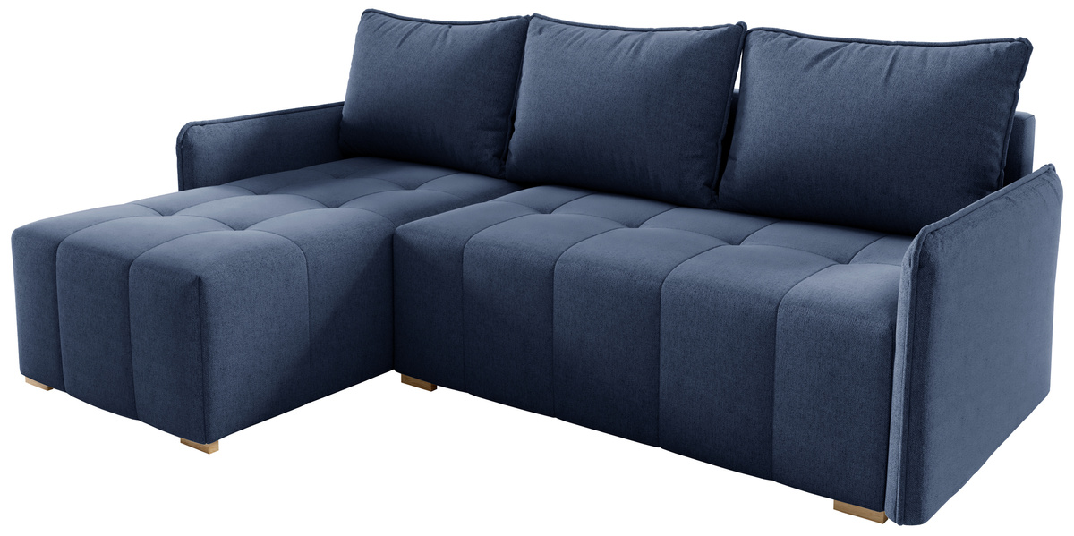 Granatowa rogówka do salonu z funkcją spania GLORIA