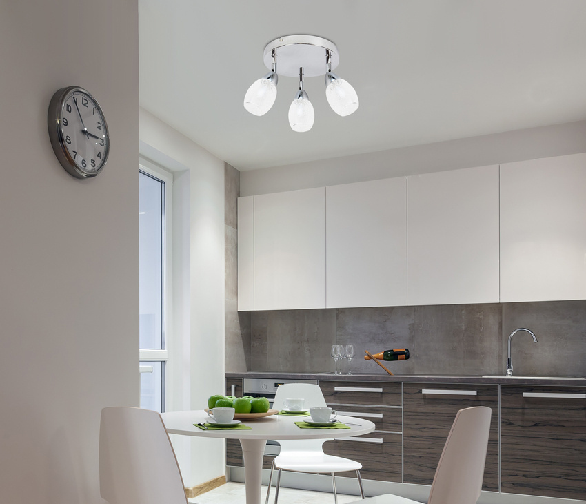 Srebrna lampa wisząca LED zintegrowana do salonu RICO 34 cm metal