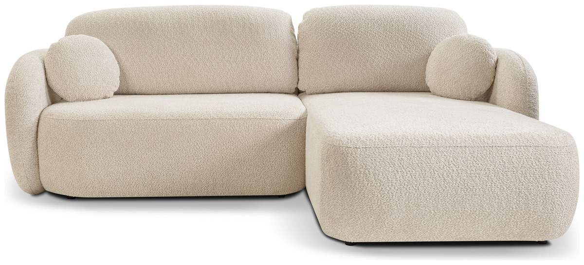 Beżowy narożnik z funkcją spania do salonu boucle OMERO