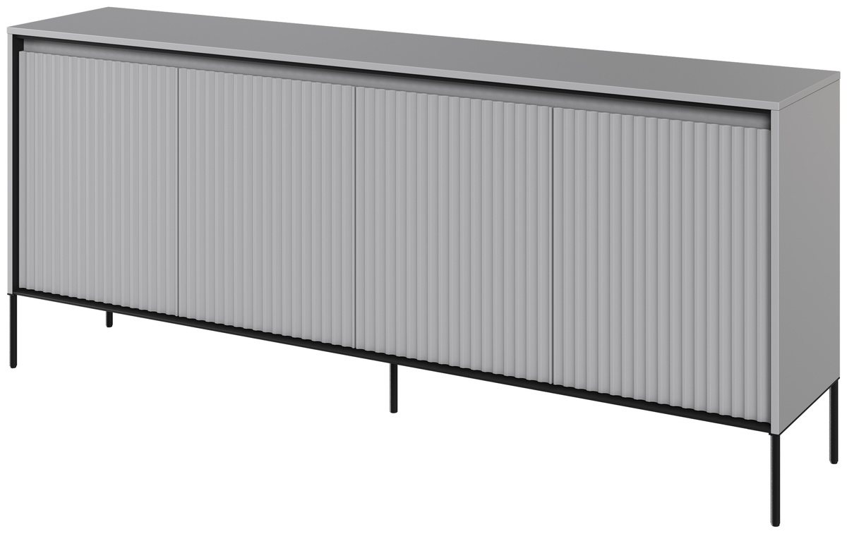 Czterodrzwiowa komoda do salonu z ryflowanymi frontami TREND